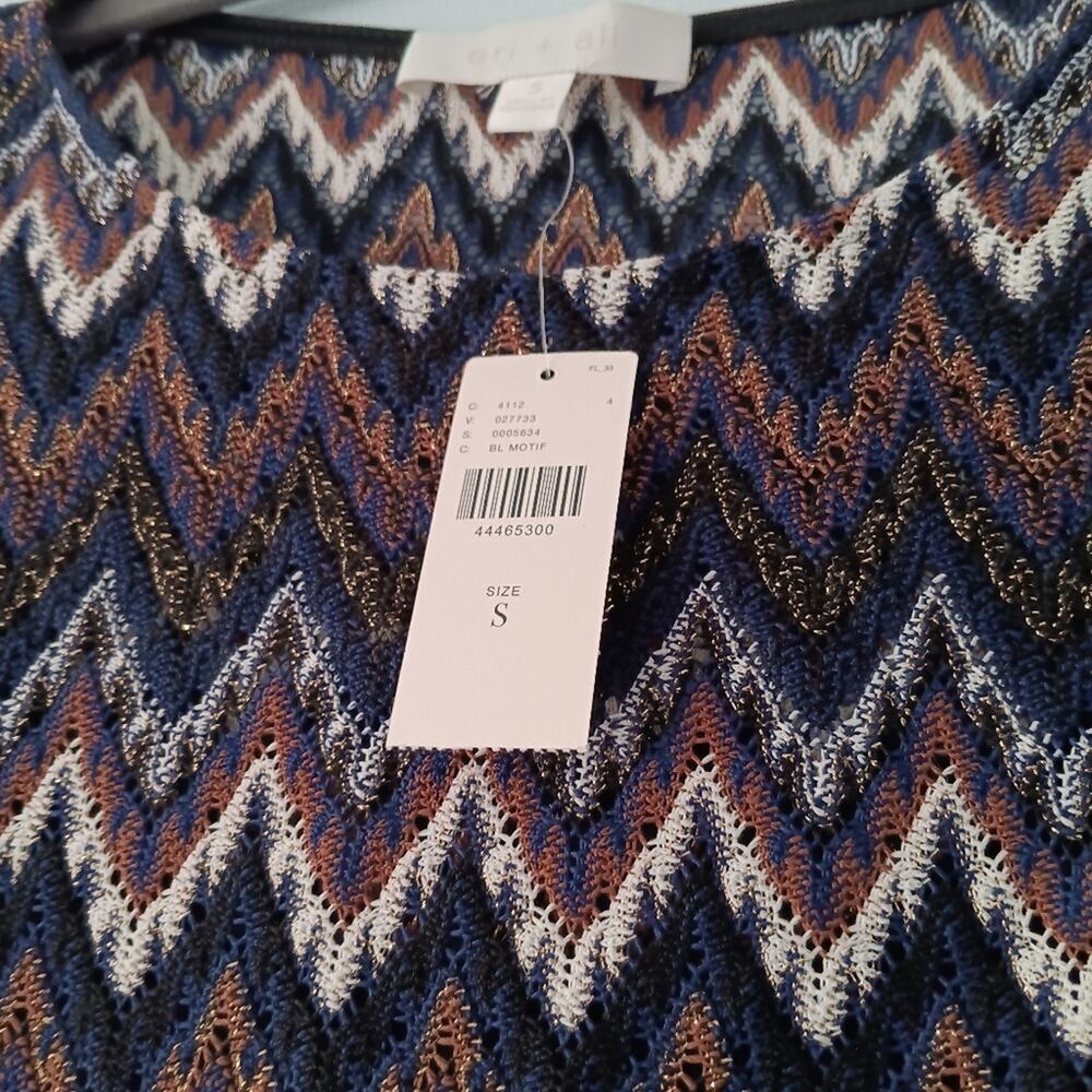 NWT Anthropologie Eri + Ali Metallic Chevron Top Sz S - Picture 7 of 8